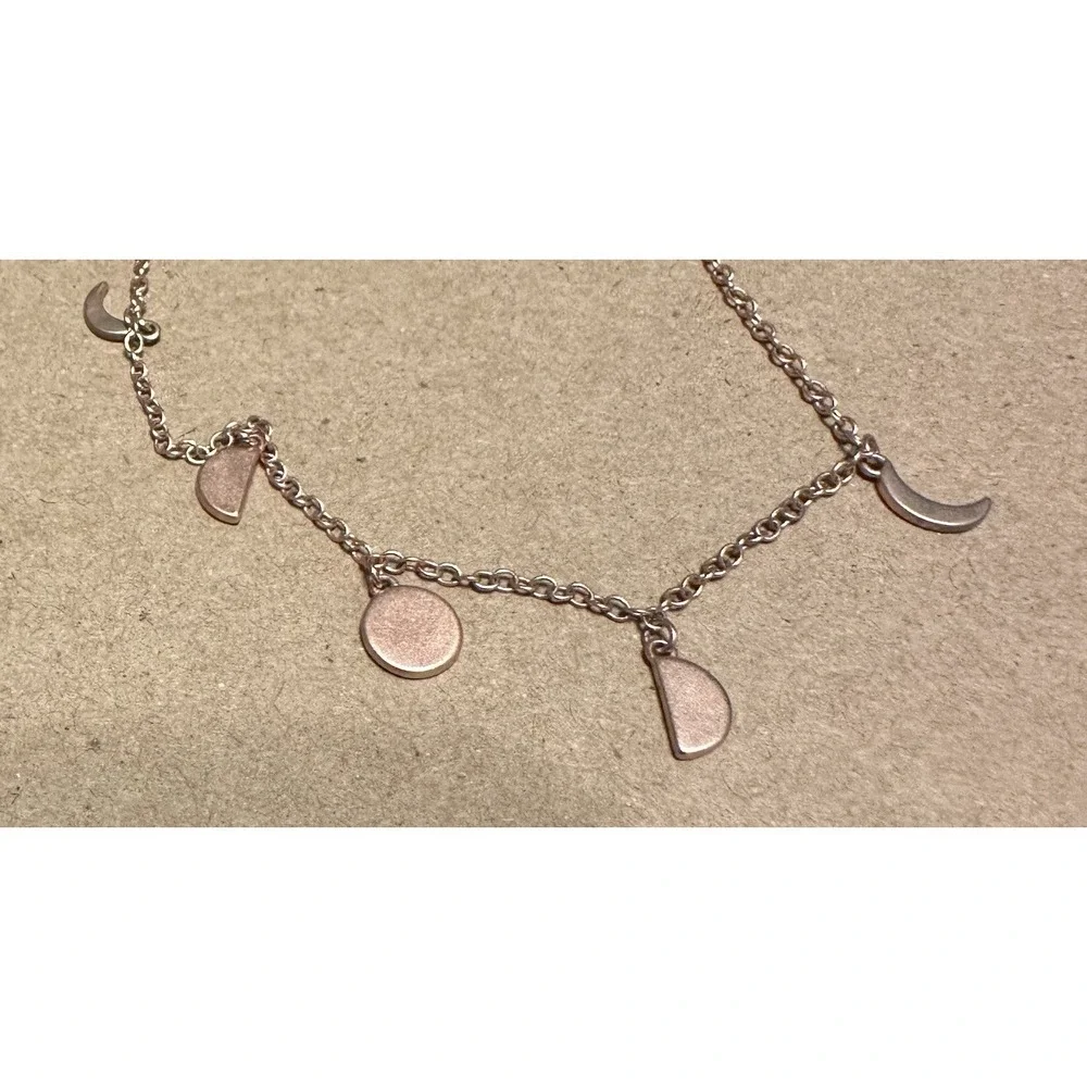 Pura Vida Rose Gold Tone Moon Phases Charm Necklace Celestial Dainty Adjustable